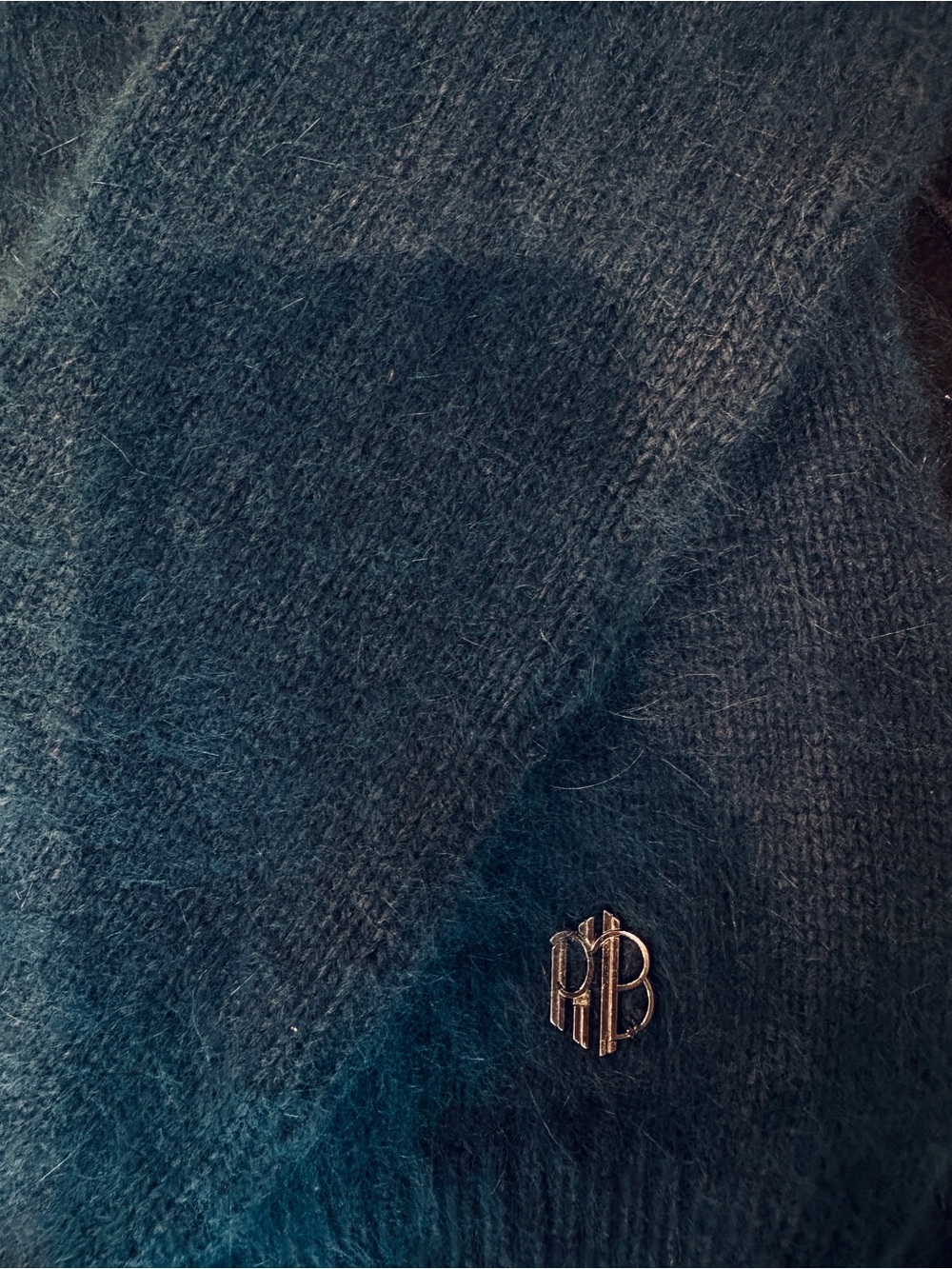 NWT Pierre Balmain Teal Cowl Neck Sweater with Metallic Accent - Picture 4 of 6
